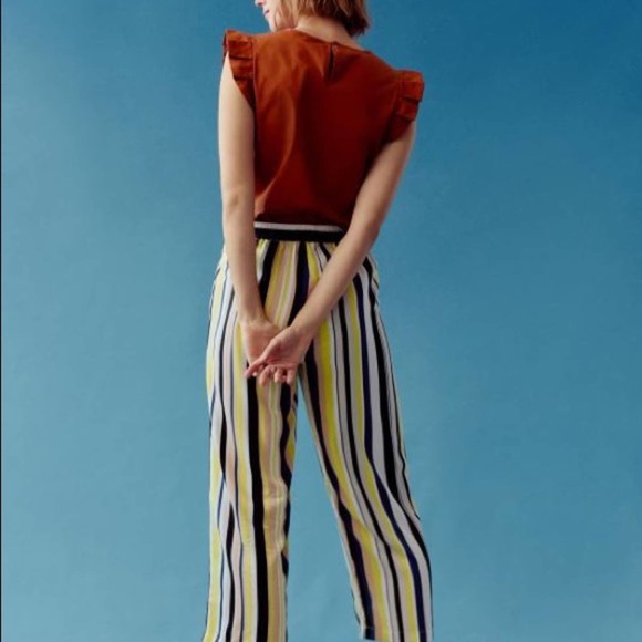 Anthropologie x Peter Som NWT Pants XS Petite Exclusive Navy Yellow Stripe xsp - Picture 4 of 4